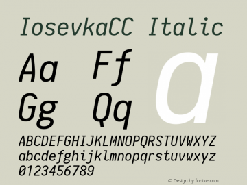 IosevkaCC Italic 1.0-beta9; ttfautohint (v1.4.1) Font Sample