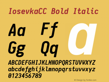 IosevkaCC Bold Italic 1.0-beta9; ttfautohint (v1.4.1) Font Sample