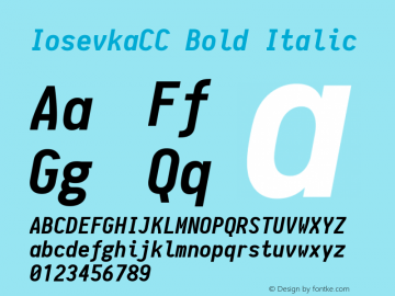 IosevkaCC Bold Italic 1.0-beta9; ttfautohint (v1.4.1) Font Sample
