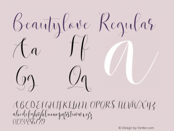 Beautylove Regular Version 1.000 Font Sample