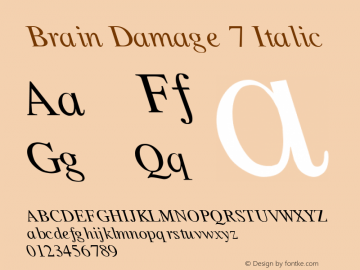 Brain Damage 7 Italic Altsys Fontographer 3.5  3/15/92图片样张