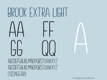 Brook Extra Light Version 1.0 Font Sample