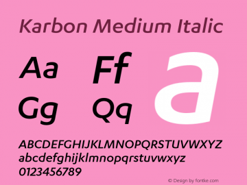 Karbon Medium Italic Version 1.0图片样张