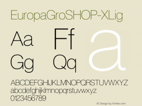 EuropaGroSHOP-XLig ☞ Version 1.000;PS 001.000;hotconv 1.0.38;com.myfonts.efscangraphic.europa-grotesk-sh.xlig.wfkit2.fnUw Font Sample