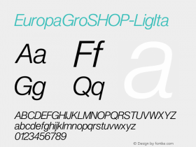 EuropaGroSHOP-LigIta ☞ Version 1.000;PS 001.000;hotconv 1.0.38;com.myfonts.efscangraphic.europa-grotesk-sh.lig-ita.wfkit2.fnUw图片样张