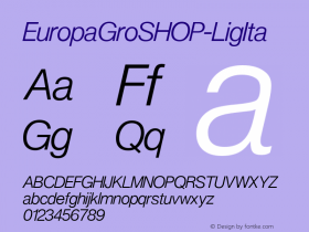 EuropaGroSHOP-LigIta ☞ Version 1.000;PS 001.000;hotconv 1.0.38;com.myfonts.efscangraphic.europa-grotesk-sh.lig-ita.wfkit2.fnUw图片样张