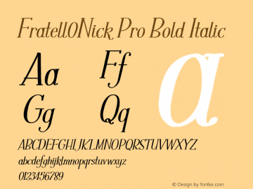 Fratell0Nick Pro Bold Italic Version 1.000 Font Sample