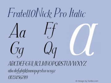 Fratell0Nick Pro Italic Version 1.000 Font Sample