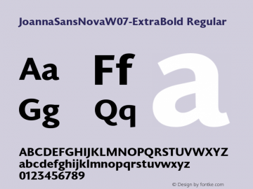 JoannaSansNovaW07-ExtraBold Regular Version 1.00 Font Sample