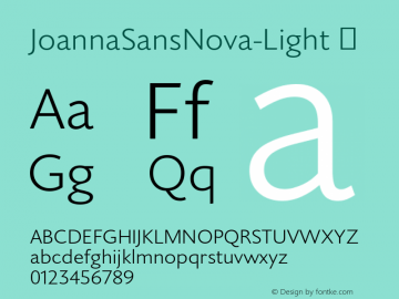 JoannaSansNova-Light ☞ Version 1.00;com.myfonts.easy.mti.joanna-sans-nova.light.wfkit2.version.4utK Font Sample