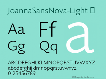 JoannaSansNova-Light ☞ Version 1.00;com.myfonts.easy.mti.joanna-sans-nova.light.wfkit2.version.4utK图片样张