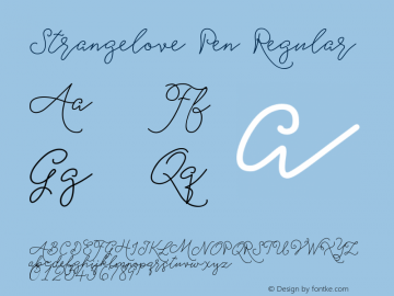 Strangelove Pen Regular 1.000 Font Sample