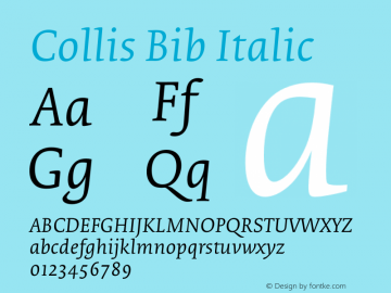 Collis Bib Italic Version 2.000 Font Sample