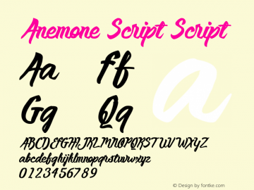 Anemone Script Script Version 1.000;PS 001.001;hotconv 1.0.56 Font Sample