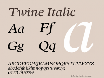 Twine Italic Version 1.000;PS 001.000;hotconv 1.0.70;makeotf.lib2.5.58329 Font Sample