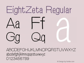 EightZeta Regular Version 1.000 2012 Font Sample