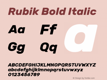Rubik Bold Italic Version 1.002; ttfautohint (v1.4.1) Font Sample