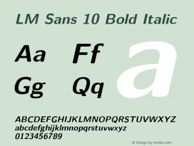 LM Sans 10 Bold Italic Version 1.106;PS 1.106;hotconv 1.0.49;makeotf.lib2.0.14853图片样张