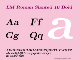 LM Roman Slanted 10 Bold Version 1.106;PS 1.106;hotconv 1.0.49;makeotf.lib2.0.14853 Font Sample