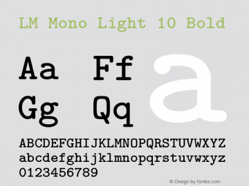 LM Mono Light 10 Bold Version 1.106;PS 1.106;hotconv 1.0.49;makeotf.lib2.0.14853 Font Sample