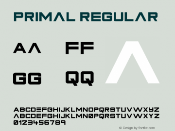 Primal Regular Version 1.00 November 26, 2015, initial release Font Sample