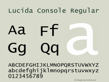 Lucida Console Regular Version 1.60图片样张