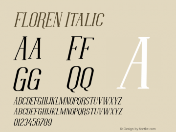 FLOREN Italic Version 1.000 Font Sample