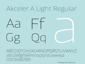 Akceler A Light Regular Version 1.000;PS 1.0;hotconv 1.0.72;makeotf.lib2.5.5900 DEVELOPMENT图片样张