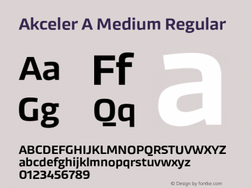 Akceler A Medium Regular Version 1.000;PS 1.0;hotconv 1.0.72;makeotf.lib2.5.5900 DEVELOPMENT Font Sample