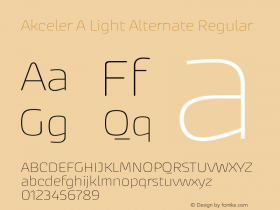 Akceler A Light Alternate Regular Version 1.000;PS 1.0;hotconv 1.0.72;makeotf.lib2.5.5900 DEVELOPMENT图片样张