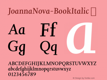JoannaNova-BookItalic ☞ Version 1.00;com.myfonts.easy.mti.joanna-nova.book-italic.wfkit2.version.4uug Font Sample