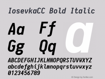 IosevkaCC Bold Italic 1.0.0; ttfautohint (v1.4.1) Font Sample