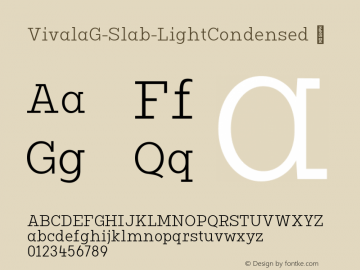 VivalaG-Slab-LightCondensed ☞ Version 0.034;com.myfonts.easy.johannes-hoffmann.vivala-g-slab.light-condensed.wfkit2.version.4v7D Font Sample