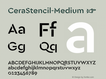 CeraStencil-Medium ☞ Version 1.000;PS 002.000;hotconv 1.0.88;makeotf.lib2.5.64775;com.myfonts.easy.typemates.cera-stencil.medium.wfkit2.version.4uCB图片样张