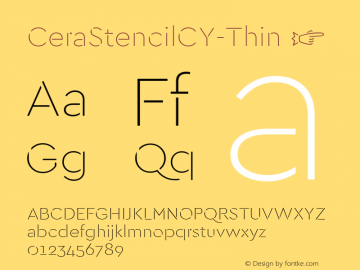 CeraStencilCY-Thin ☞ Version 1.000;PS 002.000;hotconv 1.0.88;makeotf.lib2.5.64775;com.myfonts.easy.typemates.cera-stencil.cyrillic-thin.wfkit2.version.4uCm Font Sample