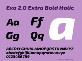 Exo 2.0 Extra Bold Italic Version 1.001;PS 001.001;hotconv 1.0.70;makeotf.lib2.5.58329图片样张