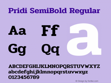 Pridi SemiBold Regular Version 1.000 Font Sample