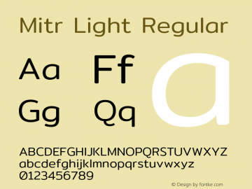 Mitr Light Regular Version 1.002;PS 001.002;hotconv 1.0.88;makeotf.lib2.5.64775图片样张