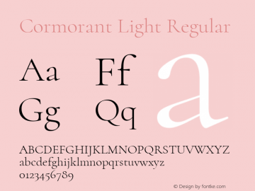 Cormorant Light Regular Version 1.000;PS 002.000;hotconv 1.0.88;makeotf.lib2.5.64775; ttfautohint (v1.4.1) Font Sample