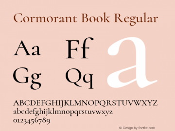 Cormorant Book Regular Version 1.000;PS 002.000;hotconv 1.0.88;makeotf.lib2.5.64775; ttfautohint (v1.4.1)图片样张