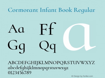 Cormorant Infant Book Regular Version 1.000;PS 002.000;hotconv 1.0.88;makeotf.lib2.5.64775; ttfautohint (v1.4.1)图片样张