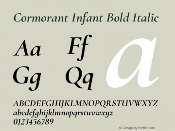 Cormorant Infant Bold Italic Version 1.000;PS 002.000;hotconv 1.0.88;makeotf.lib2.5.64775; ttfautohint (v1.4.1) Font Sample