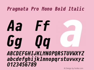 Pragmata Pro Mono Bold Italic Version 0.822图片样张