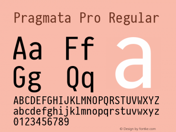 Pragmata Pro Regular Version 0.822 Font Sample
