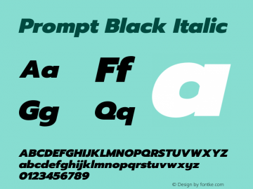 Prompt Black Italic Version 1.000 Font Sample