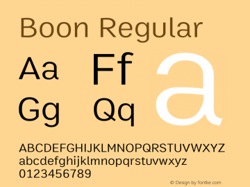 Boon Regular Version 1.1 Font Sample