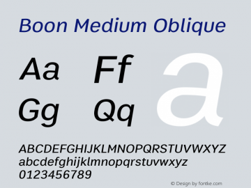 Boon Medium Oblique Version 1.1 Font Sample