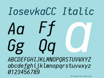 IosevkaCC Italic 1.0.1; ttfautohint (v1.4.1) Font Sample