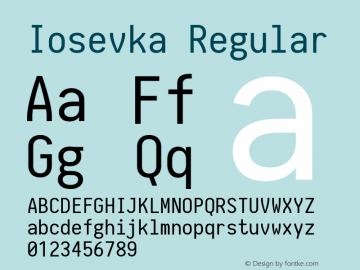 Iosevka Regular 1.0.1; ttfautohint (v1.4.1) Font Sample