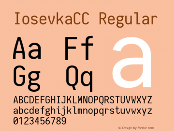 IosevkaCC Regular 1.0.1; ttfautohint (v1.4.1) Font Sample